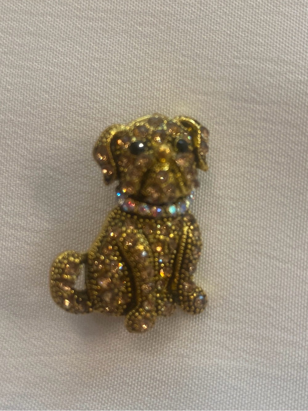 Pug Dog Brooch Gold Crystal Dog Pin